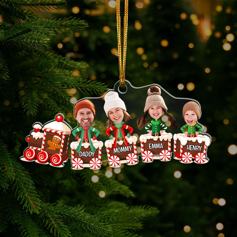 Custom Photo Christmas Gifts For Family Ornament 02XQLU250924 - Ornament - GoDuckee