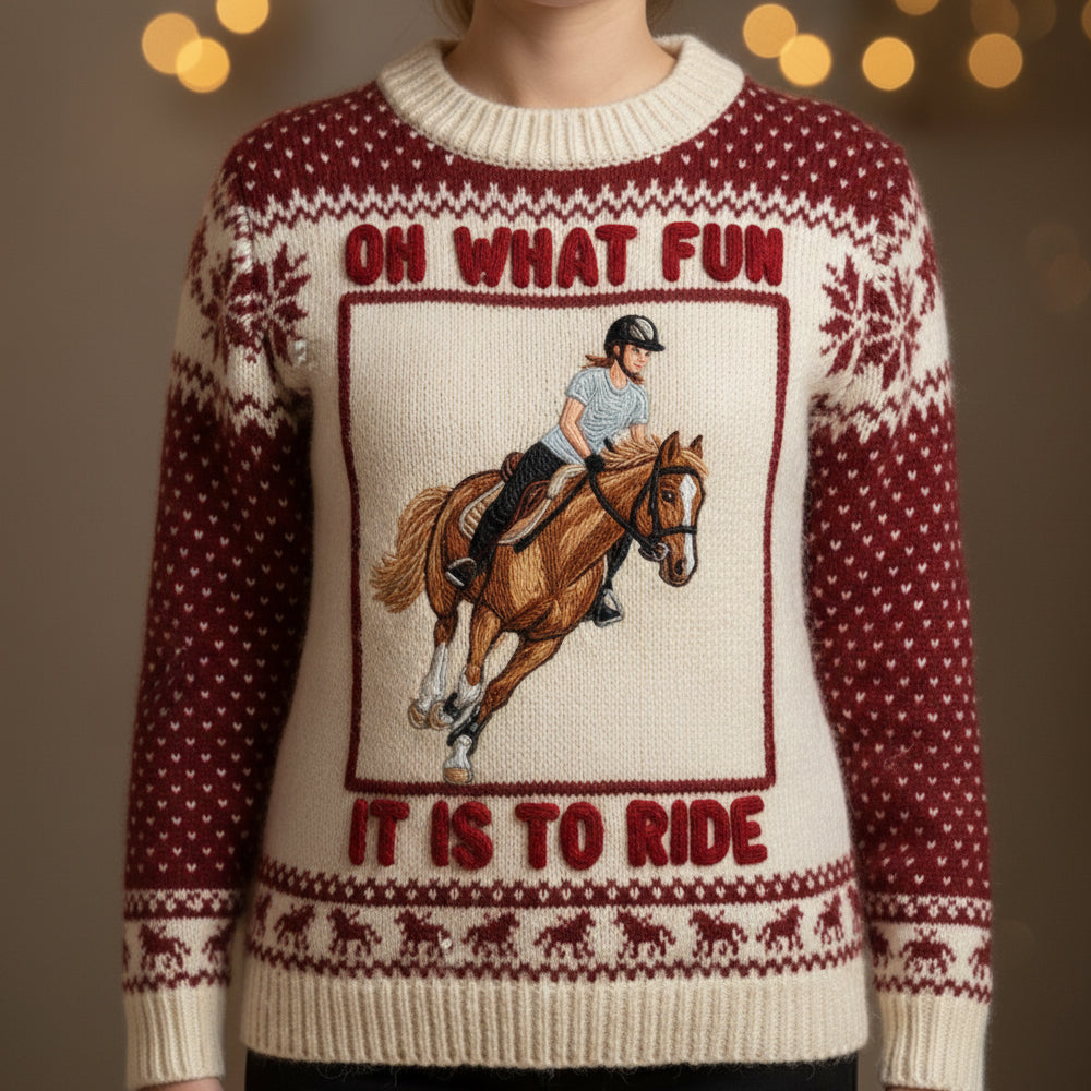Custom Photo Christmas Gifts For Horse Riding Lovers Ugly Sweater 02natn161025 - AOP Products - GoDuckee