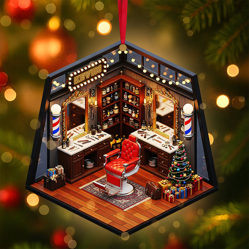 Barber Shop Miniature Ornament - Personalized Gifts For Barbers 04pgta120825 - Ornament - GoDuckee