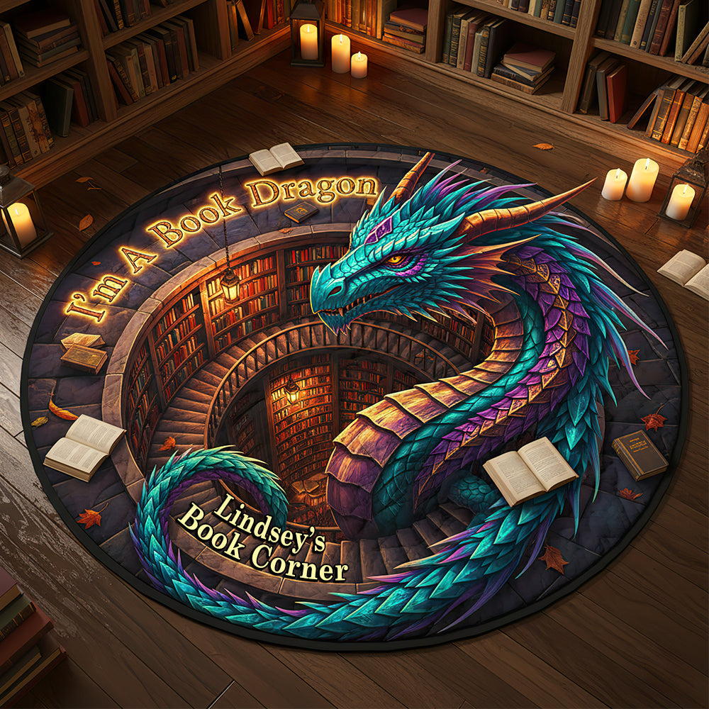 Personalized Gifts For Book Lovers Dragon Quilted Round Mat 02hutn071025 - Doormat - GoDuckee
