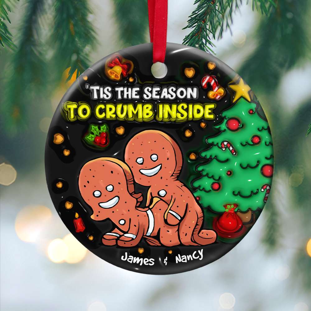 Personalized Gifts for Couple, Naughty Gingerbread Couple 3D inflated ceramic ornament 09TOPU170824 - Ornament - GoDuckee