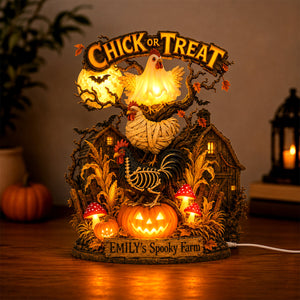 Spooky Farm Halloween Chick Acrylic Light Box - Personalized Gifts For Halloween 072padh120826