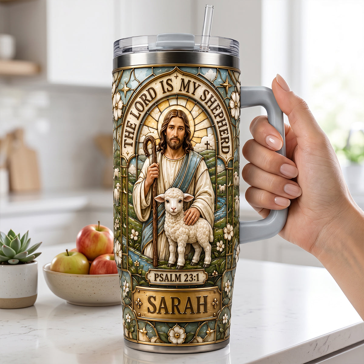 The Lord Is My Shepherd Tumbler With Handle - Personalized Gifts For Christians 03hatn060726 - Tumbler Cup - GoDuckee