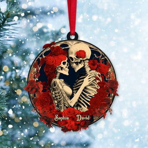 Personalized Skeleton Couple Ornament, Acrylic Ornament, Chirstmas Gift For Couple - Ornament - GoDuckee