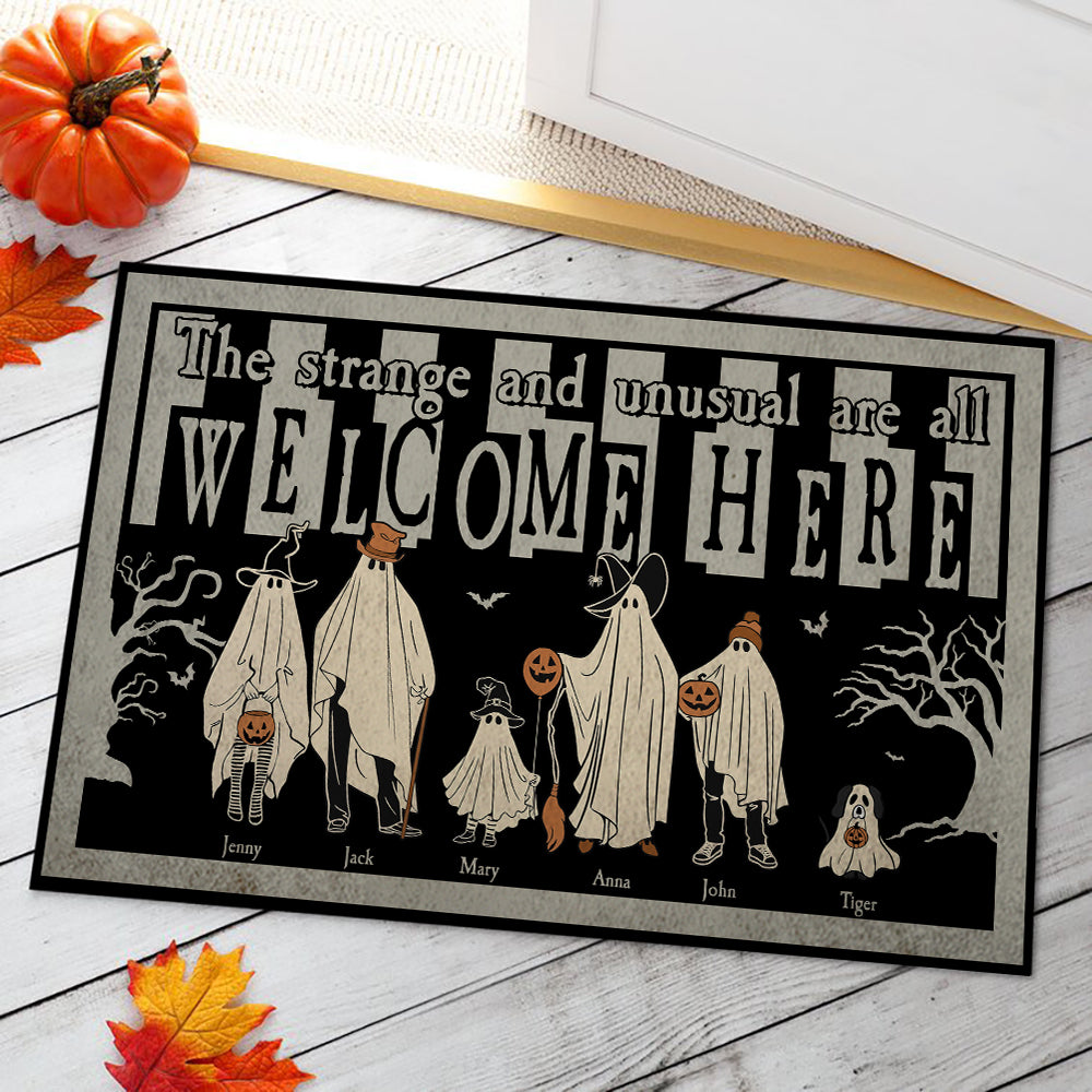 The Strange And Unusual Are All Welcome Here, Personalized Family Door Mat GO1DOR-02NATN050923HH - Doormat - GoDuckee
