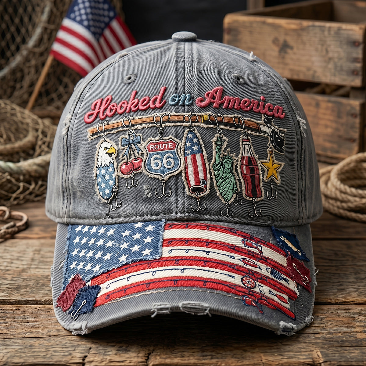 Hooked On America Classic Cap - Personalized Gift For Fisherman 04qhtn050626 - Caps - GoDuckee