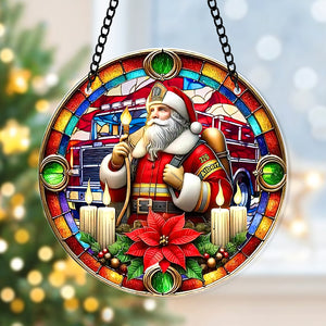 Personalized Christmas Gifts For Firefighter Suncatcher Ornament 102acqn060924 - Ornament - GoDuckee