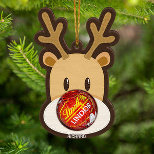 Best Reindeer Chocolate Holder, Personalized Wood Ornament, Unique Christmas Gifts, Christmas Tree Decorations - Ornament - GoDuckee