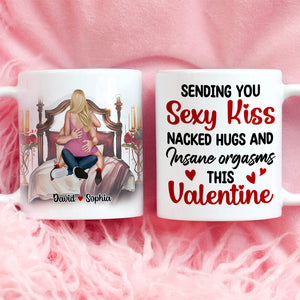 Sending You Sexy Kiss This Valentine, Personalized Coffee Mug, Funny Gift For Couple, Valentine's Gifts - Coffee Mug - GoDuckee