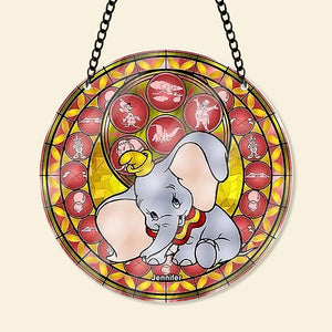 Personalized Gifts For Christmas Suncatcher Ornament 49ACQN240824 Elephant Cartoon - Ornament - GoDuckee