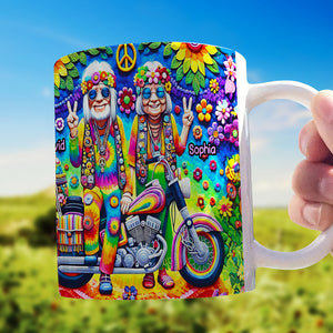 Personalized Gifts For Couple, Hippie Couple White Mug 01ACDT310824 - Coffee Mug - GoDuckee