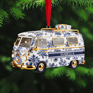 Personalized Gifts For Christmas, Camper Van Toile de Jouy Custom Shape Acrylic Ornament 02pgta031025 - Ornament - GoDuckee