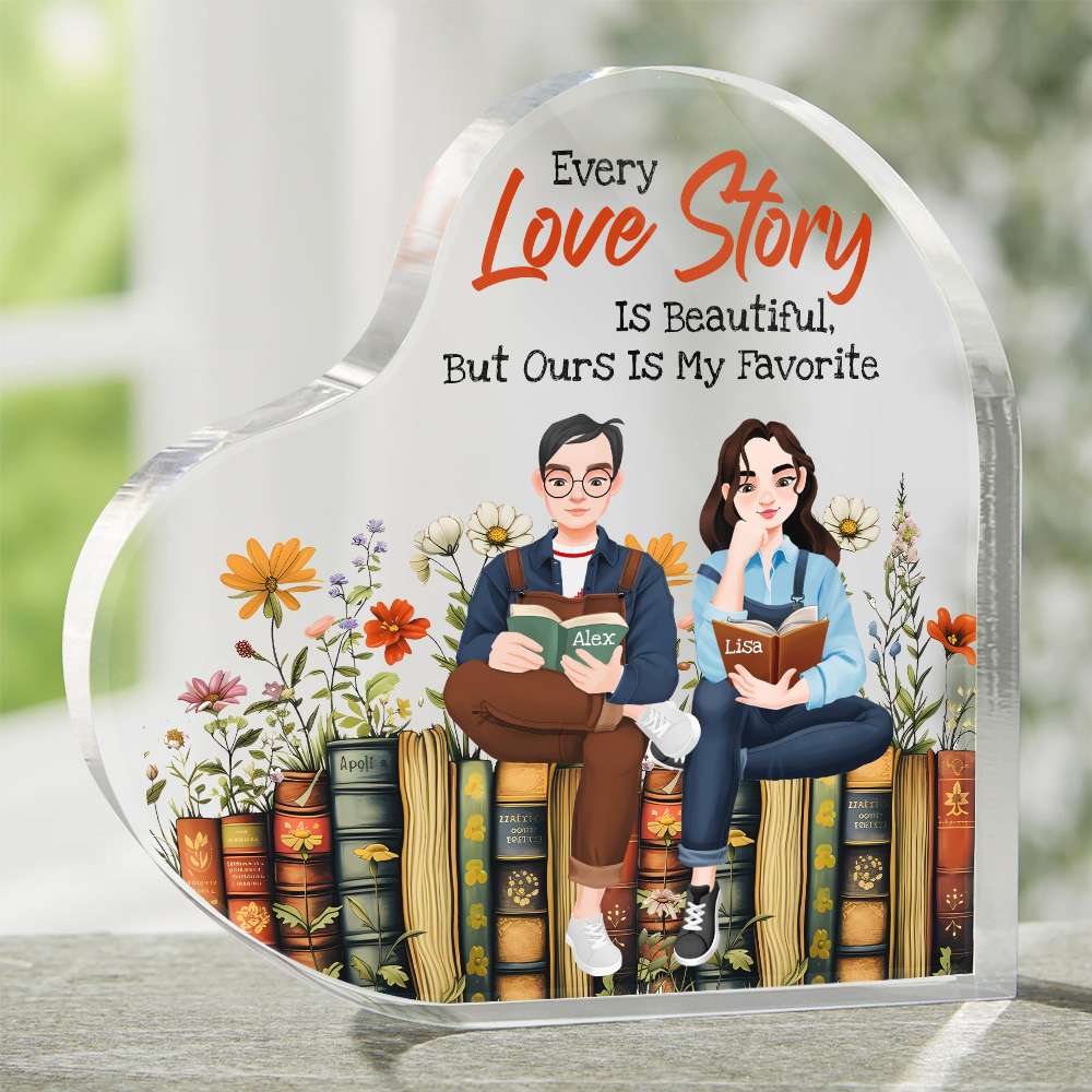 Personalized Gifts For Couple Heart Shaped Acrylic Plaque, Love Story Is Beautiful But Ours Is My Favorite 05TGMH051224PA - Shaped Plaques - GoDuckee