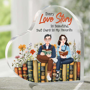 Personalized Gifts For Couple Heart Shaped Acrylic Plaque, Love Story Is Beautiful But Ours Is My Favorite 05TGMH051224PA - Shaped Plaques - GoDuckee