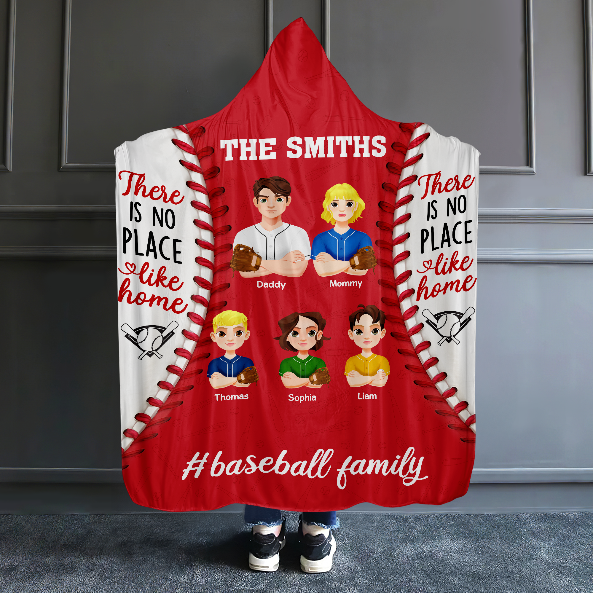 Personalized Gifts For Baseball Family Hooded Blanket, No Place Like Home 03TGPU061124HG - Blanket - GoDuckee