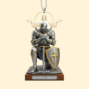 Christian Faithful Knight Car Ornament – Personalized Christmas Gifts for Christian 05huqn290725 - Ornament - GoDuckee