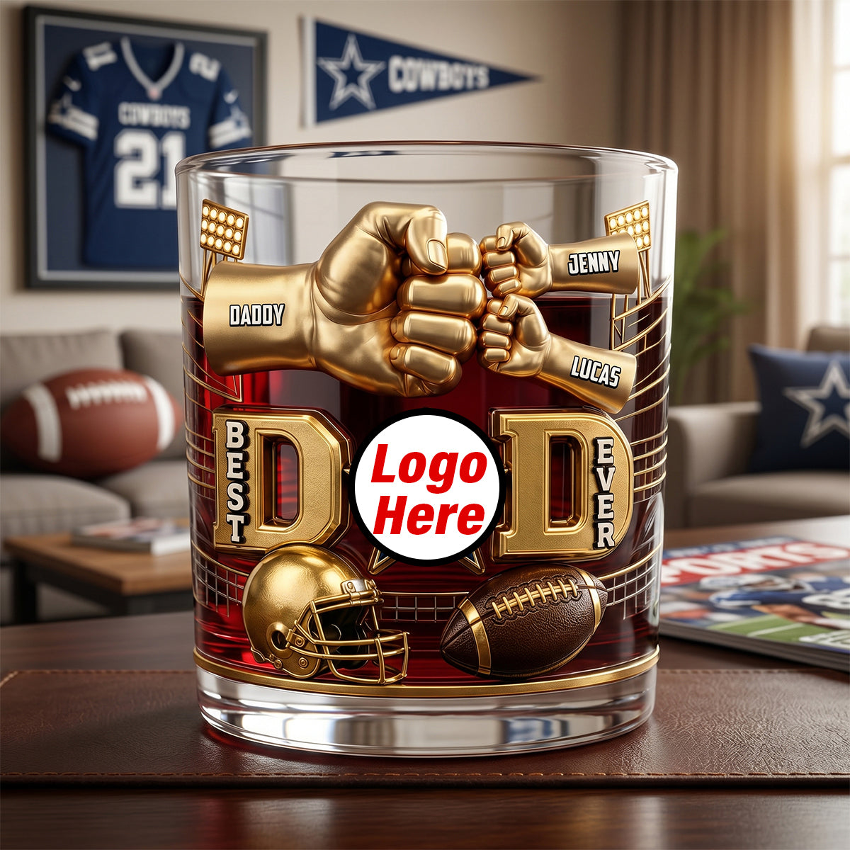 American Sport Dad Round Glass - Personalized Gifts For Dad 03natn190526 - Glass - GoDuckee