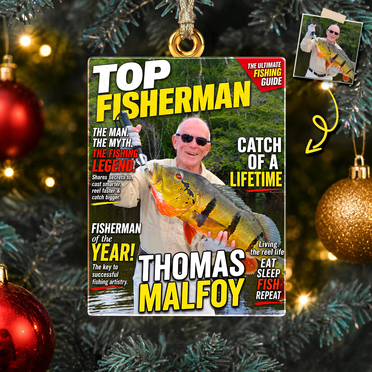 Custom Photo Fishing Christmas Ornament - Personalized Gifts For Fishing Lovers 01hudh260826 - Ornament - GoDuckee