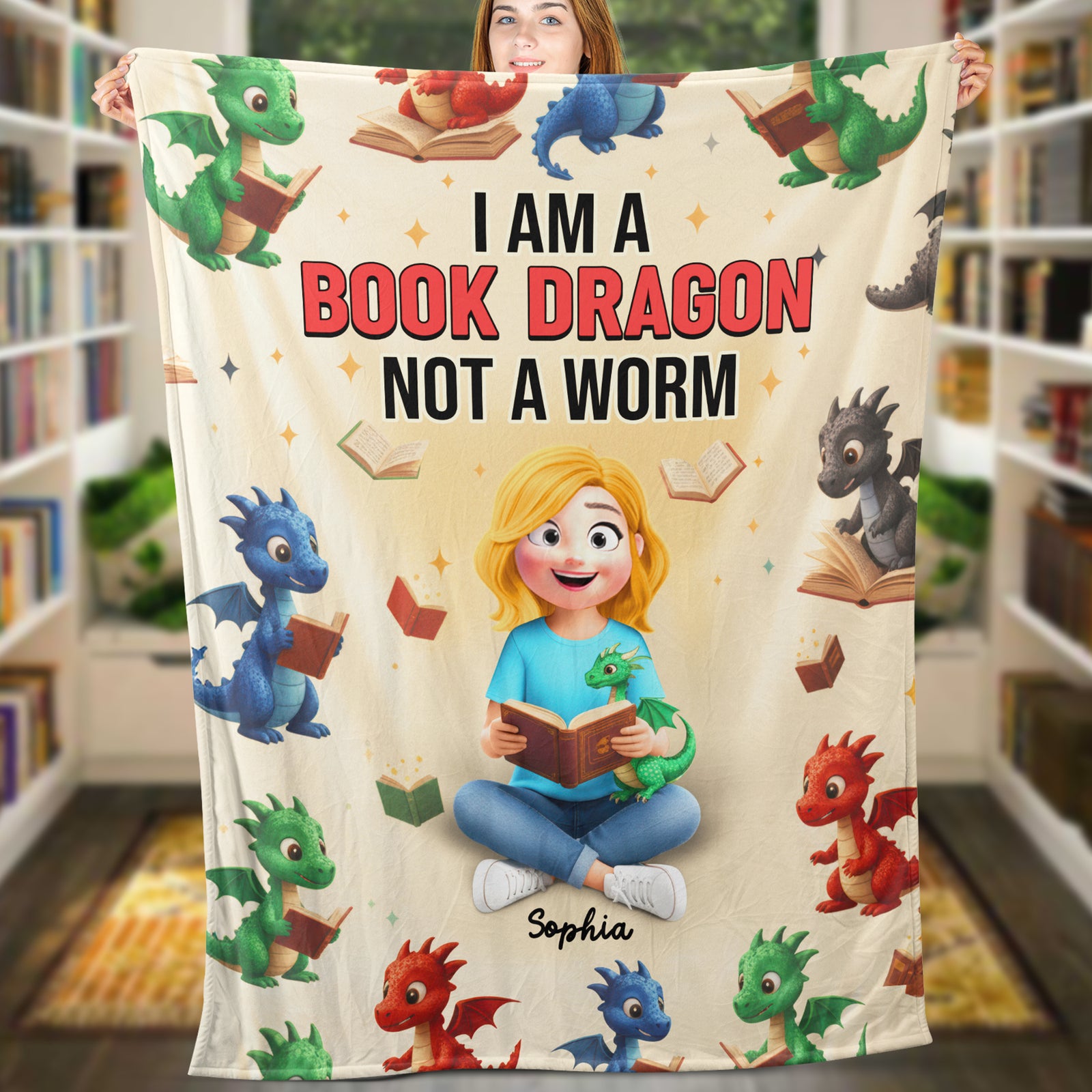 Book Dragon Blanket - Personalized Gifts For Book Lovers 01naqn181225 - Blanket - GoDuckee