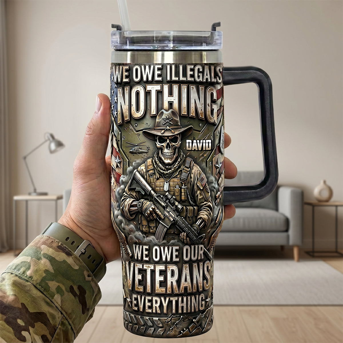 Honor Veteran Colorful 40oz Tumbler With Handle - Personalized Gifts For Veterans 03tytn240626 - Tumbler Cup - GoDuckee