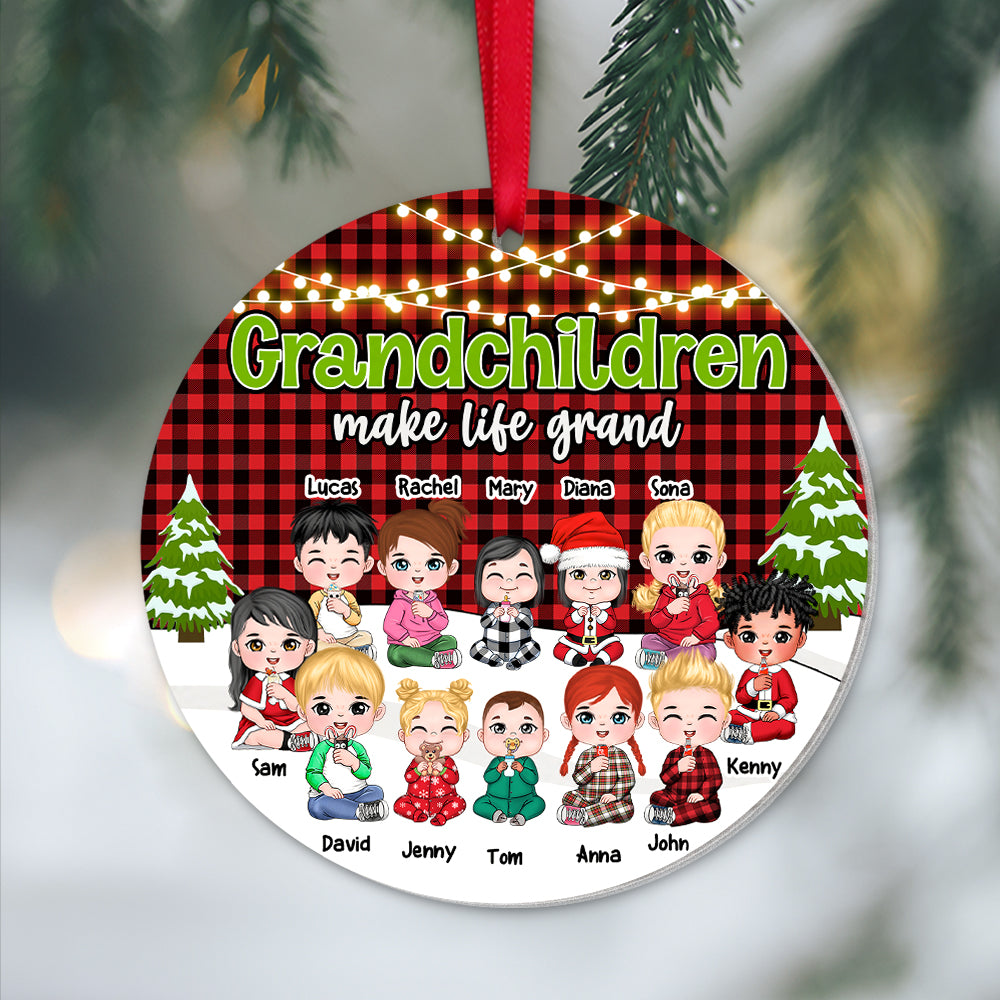 Grandchildren Make Life Grand, Personalized Acrylic Ornament, Cute Grandchildren Ornament, Gift For Grandparents