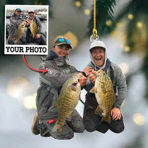 Custom Photo Gifts For Fishing Lovers, Upload Fishing Photo Christmas Ornament 20pgvp140924 - Ornament - GoDuckee