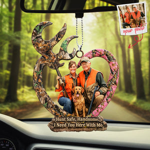 Couple Hunting Custom Photo Car Hanging Ornament - Gifts For Couple 01huta190126 - Ornament - GoDuckee