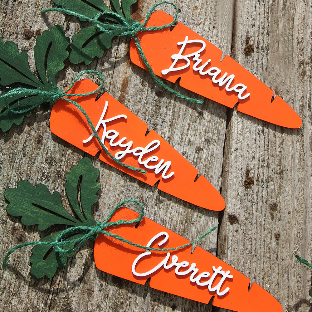 Personalized Gifts For Easter Day Wood Sign Custom Name Carrot Tag - Wood Signs - GoDuckee