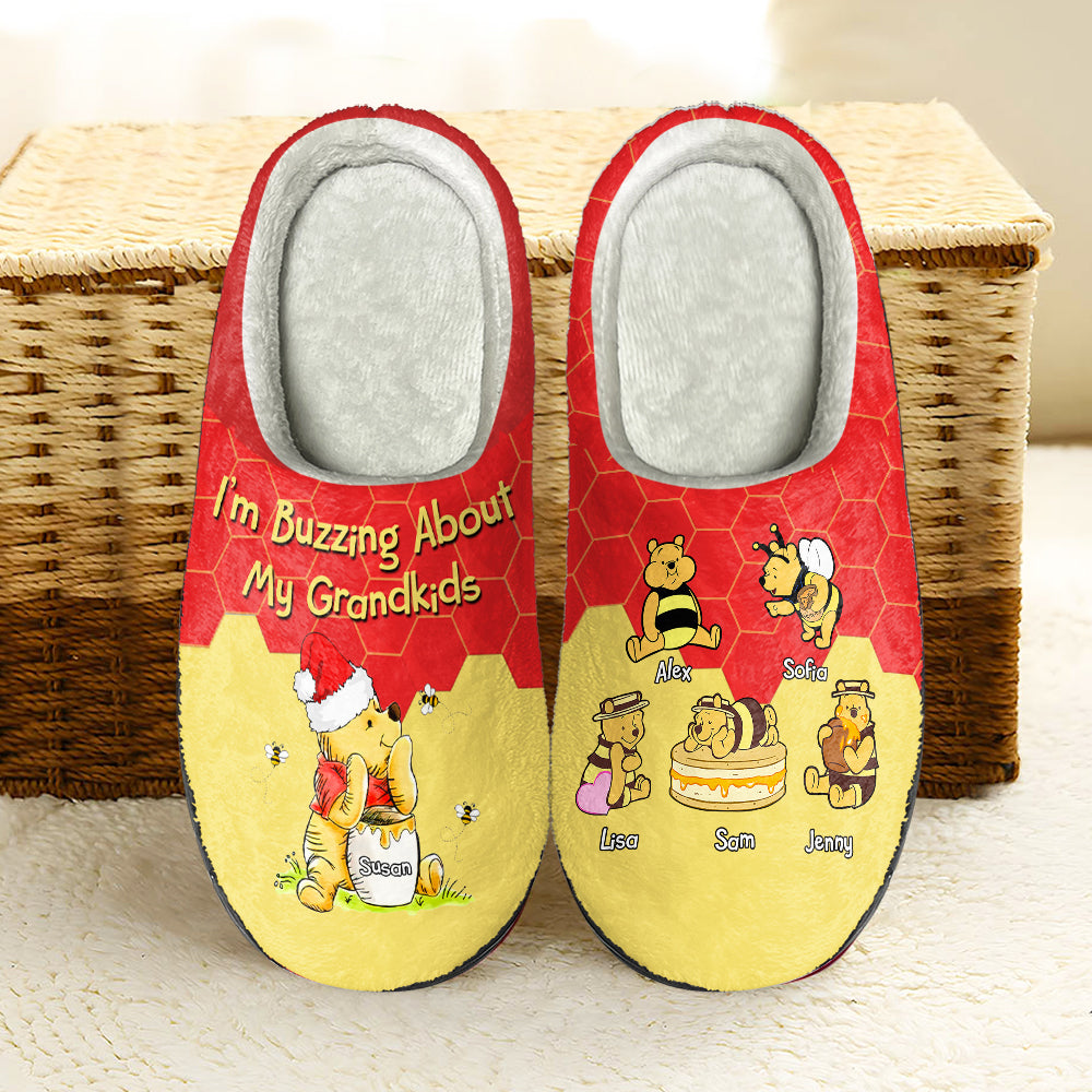 Personalized Gifts For Grandma Home Slippers Bear Grandkids 01KAMH071124 - Shoes - GoDuckee