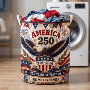 America 250th Anniversary Quilted Laundry Basket - Personalized Gift For Patriotic Family 06HADH300626 - Laundry Basket - GoDuckee