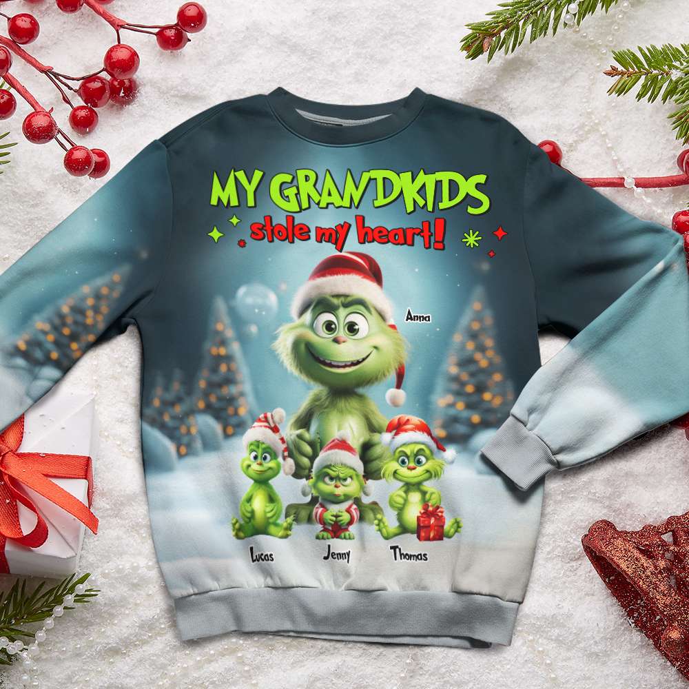 Personalized Gifts For Grandma/Mom 3D Shirt, Christmas Green Character 04NATN310724 - AOP Products - GoDuckee