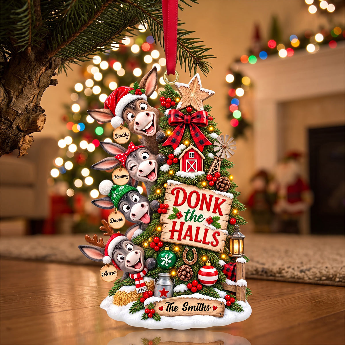 Clumsy Donkey Christmas Tree Ornament, Personalized Gifts For Family 04QHTN040926 - Ornament - GoDuckee