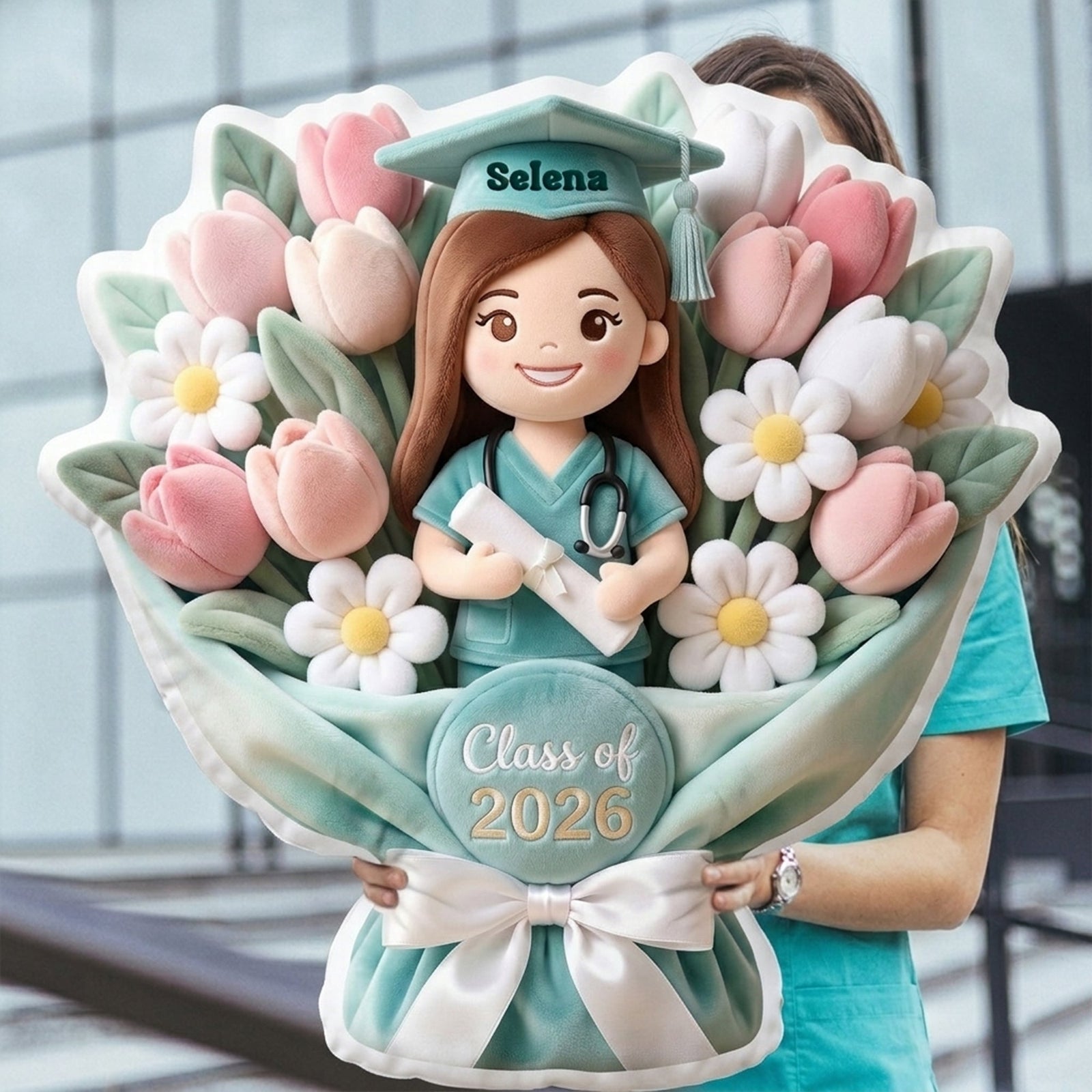 Graduation Nurse Bouquet Mặt Pillow - Custom Photo Gifts For Nurse Pillow 02NALU270326 - Pillow - GoDuckee