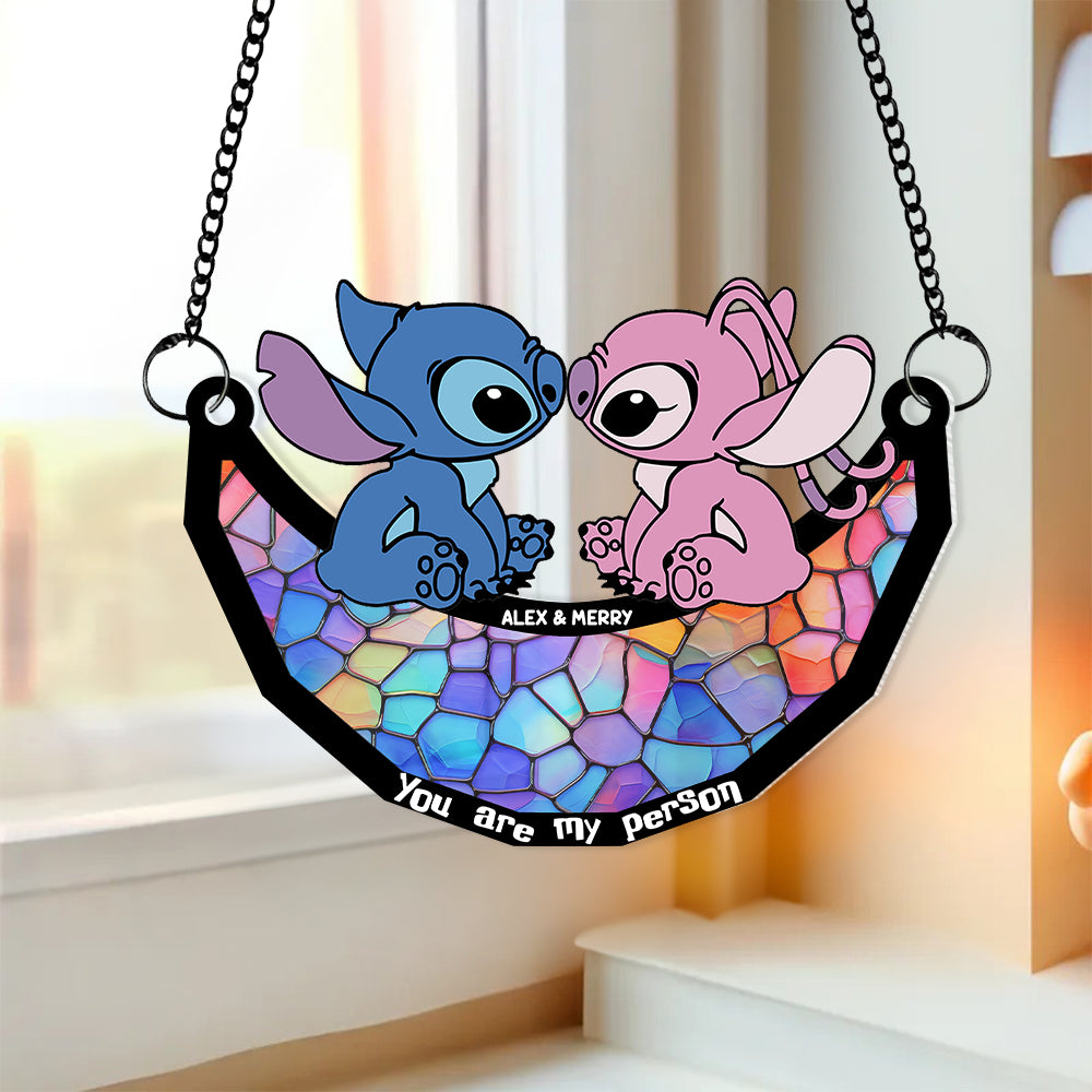 Personalized Gifts For Couple Suncatcher Window Hanging Ornament 01KAMH290524 - Ornaments - GoDuckee
