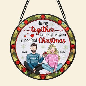 Personalized Gifts For Couple Stained Glass, A Perfect Christmas 06kaqn070824hh - Ornament - GoDuckee