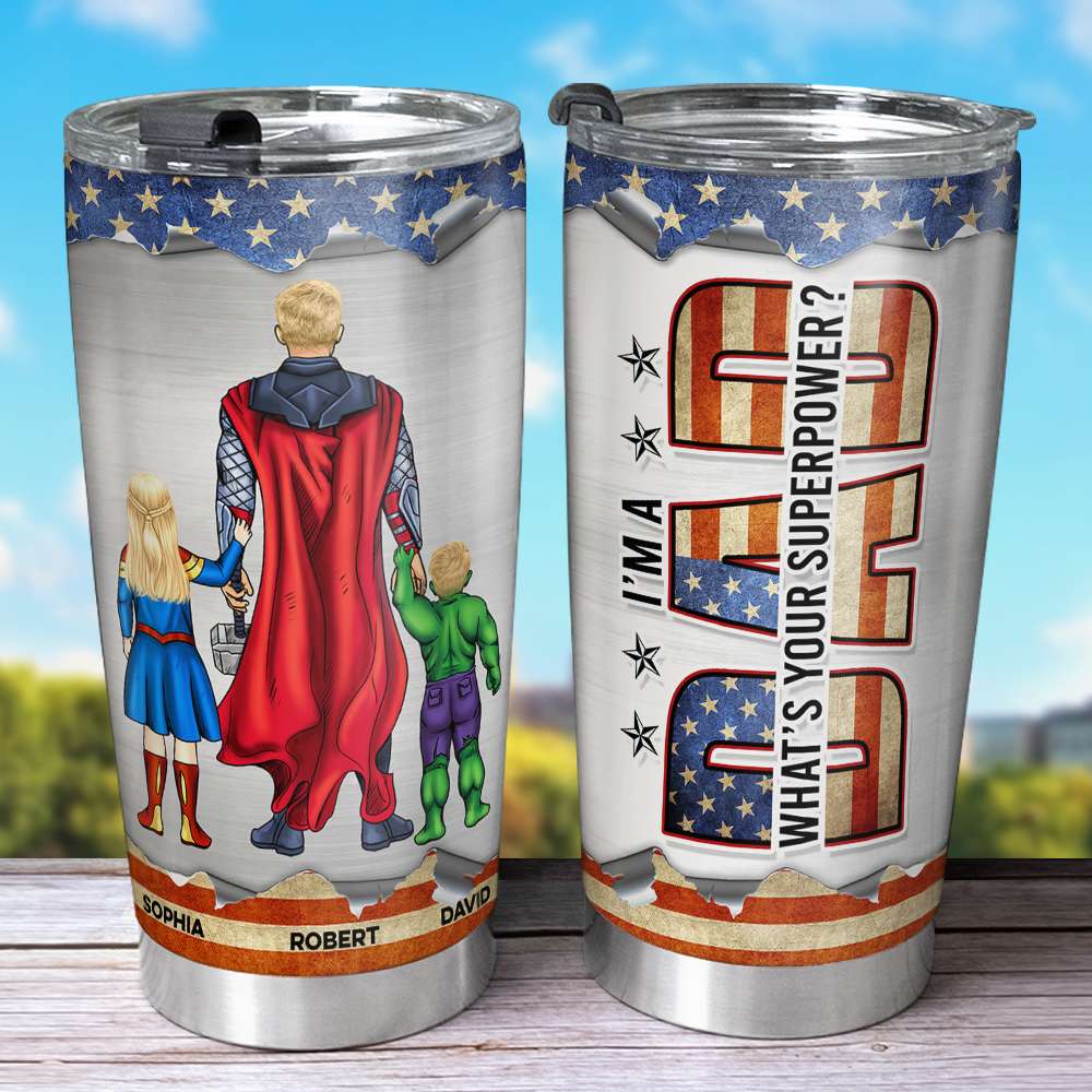 Family Dad Superpower, Gift For Father's Day, 08DNQN270423TM Personalized Family Tumbler - Tumbler Cup - GoDuckee