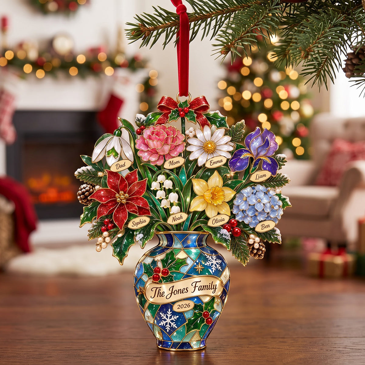 Family Birth Month Flower Ornament, Personalized Gifts For Family 01QHTN100926 - Ornament - GoDuckee