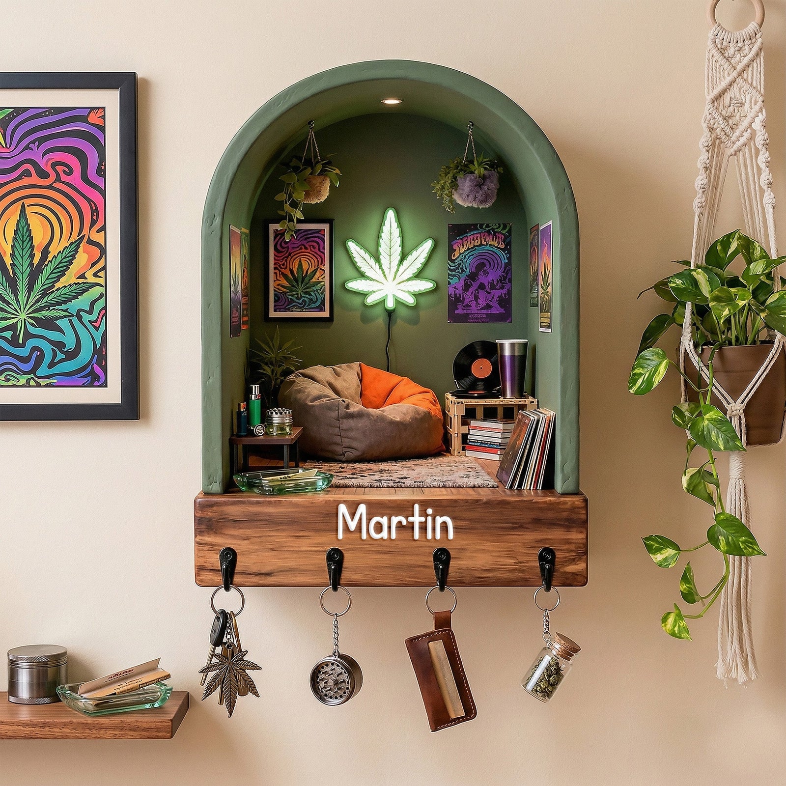 Chill Space Key Hanger - Personalized Gifts For Stoners 04tomg171225 - Wood Sign - GoDuckee