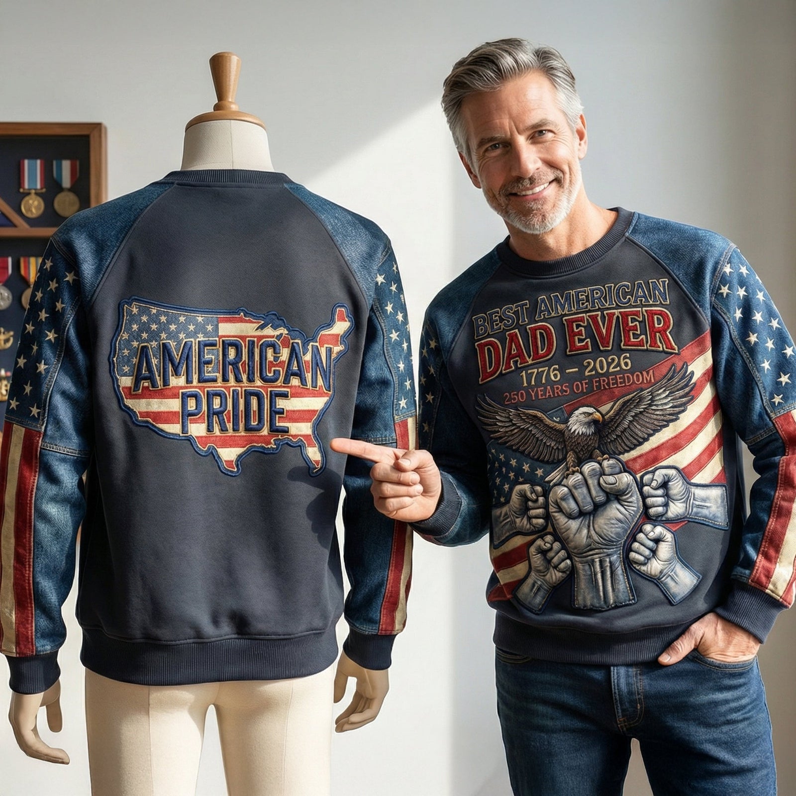 Best American Dad Shirt - Personalized Gifts For Father Day Sweatshirt 04PAQN280226 - AOP Products - GoDuckee