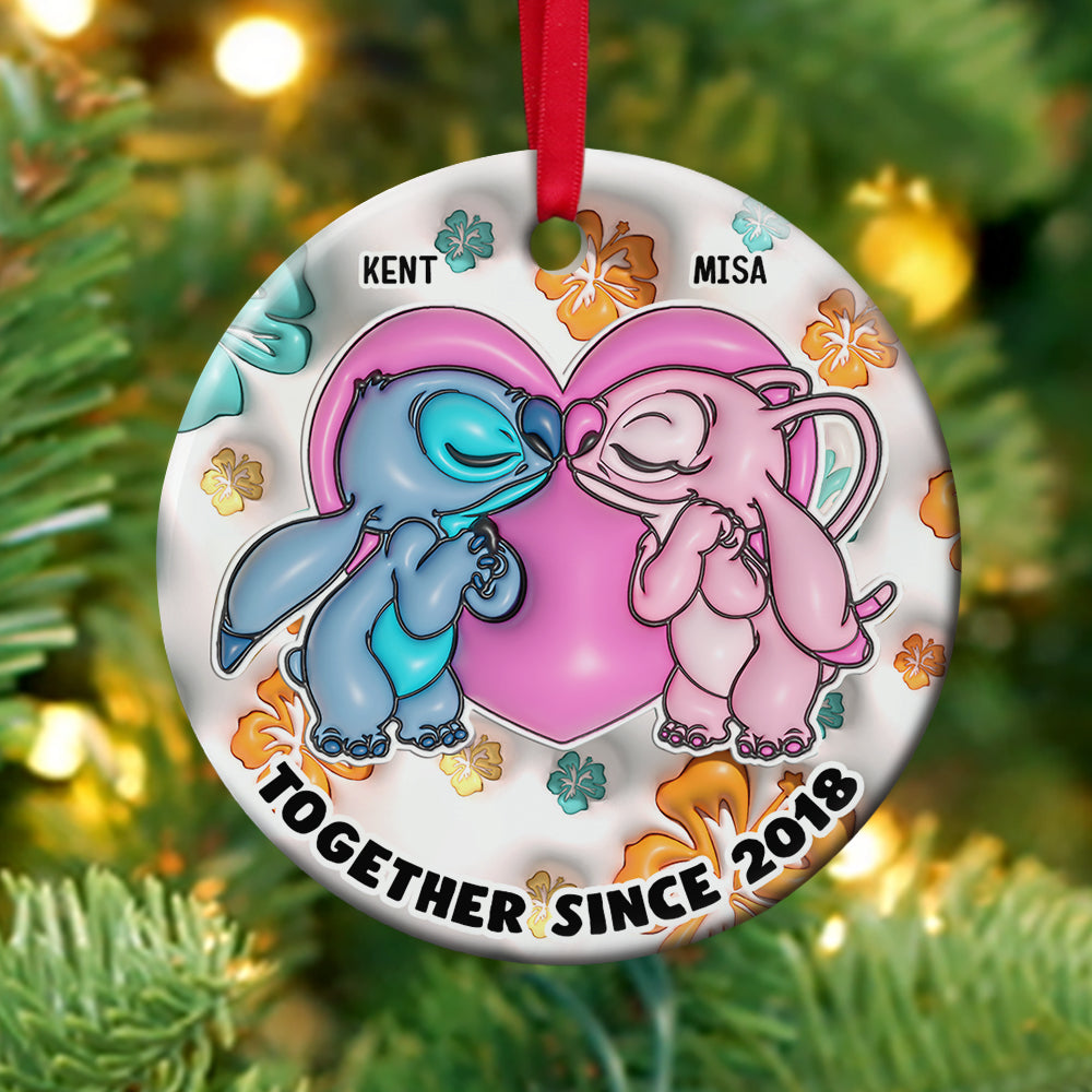 Sweet Cartoon Couple, Personalized 03NAPU261023 Ornament, Gift For Christmas - Ornament - GoDuckee
