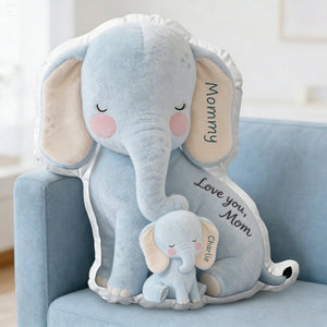 Snuggle Elephant Mom Custom Shape Pillow - Personalized Gifts For Mom 04qhlu240226 - Pillow - GoDuckee