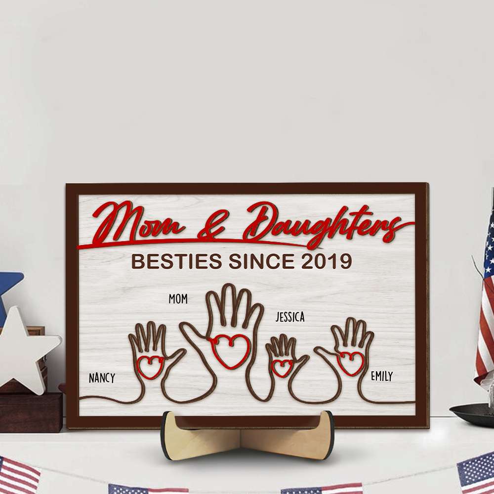 Personalized Gifts For Mom Wood Sign Mother And Kid Hand 04OHPU210224 - Wood Signs - GoDuckee