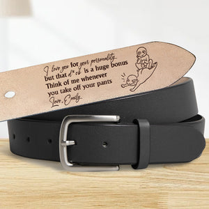 Personalized Gift For Couple Secret Message Men's Belt 03NAMH280524 - Belts - GoDuckee