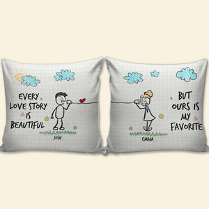 Every Love Story Is Beautiful, Gift For Couple, Personalized Pillow, Stick Couple Pillow, Couple Gift - Pillow - GoDuckee