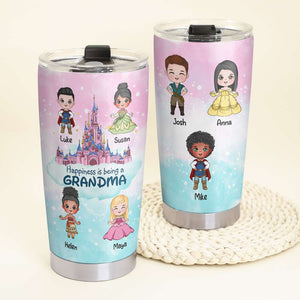 Happiness Is Being A Grandma, Personalized Tumbler, Prince And Princess Grandkids Tumbler 03NAHN050823HA - Tumbler Cup - GoDuckee