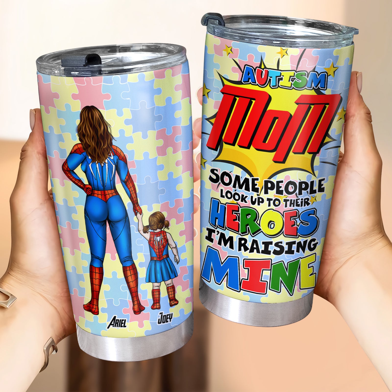 Personalized Gifts For Autism Mom Tumbler I'm Raising My Hero 02TOLU250225PA - Tumbler Cup - GoDuckee