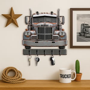 Truck Key Hanger - Personalized Gifts For Trucker 04ohpu270625 - Wood Sign - GoDuckee