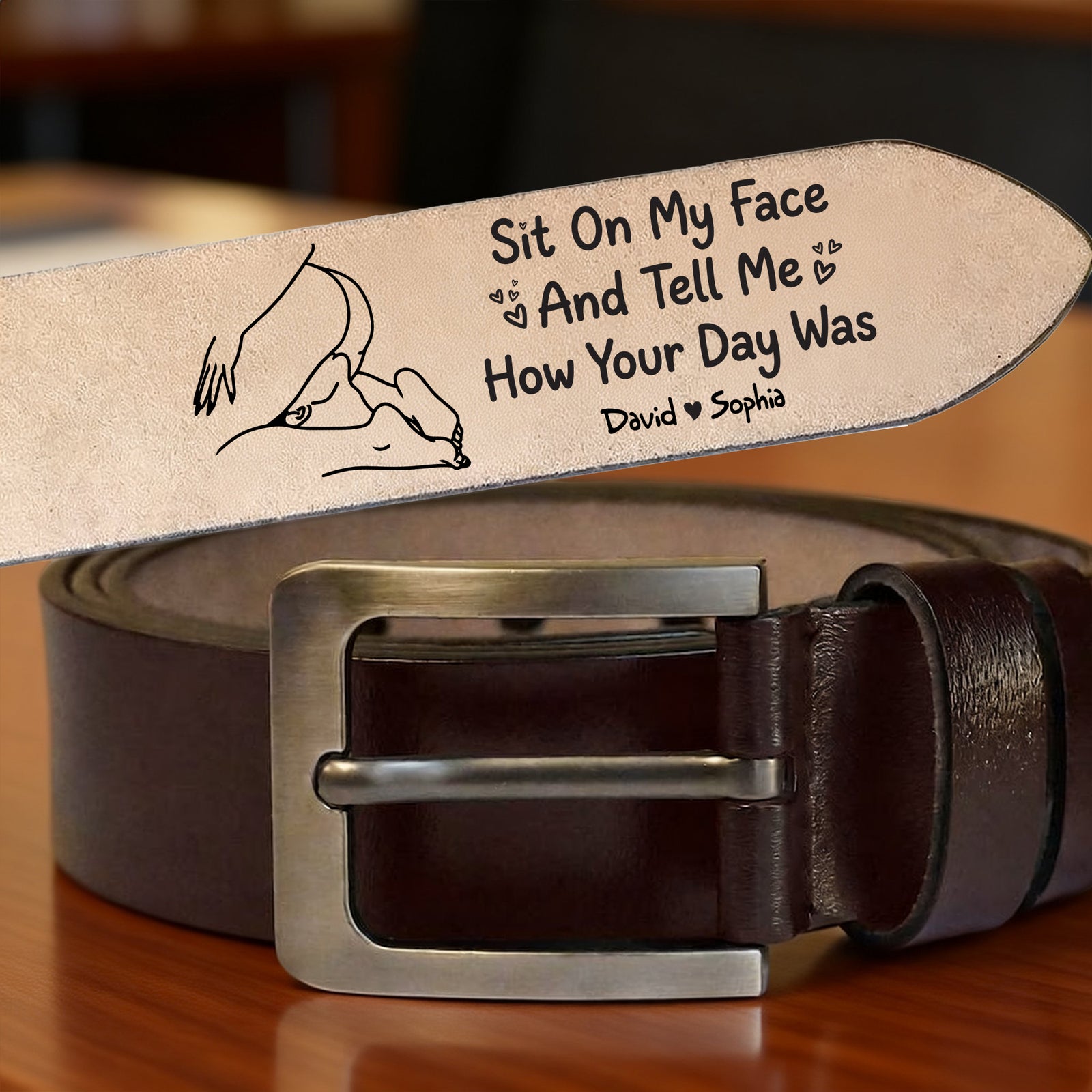Naughty Couple Secret Message Men's Belt - Personalized Gifts For Him 02hulu120226 - Belts - GoDuckee