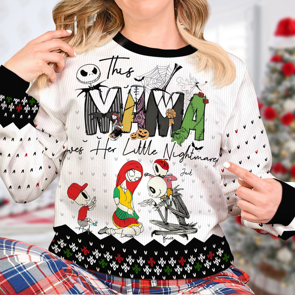 Personalized Gifts For Mom Ugly Sweater, Horror Cartoon Character 01TGLU261124 - AOP Products - GoDuckee