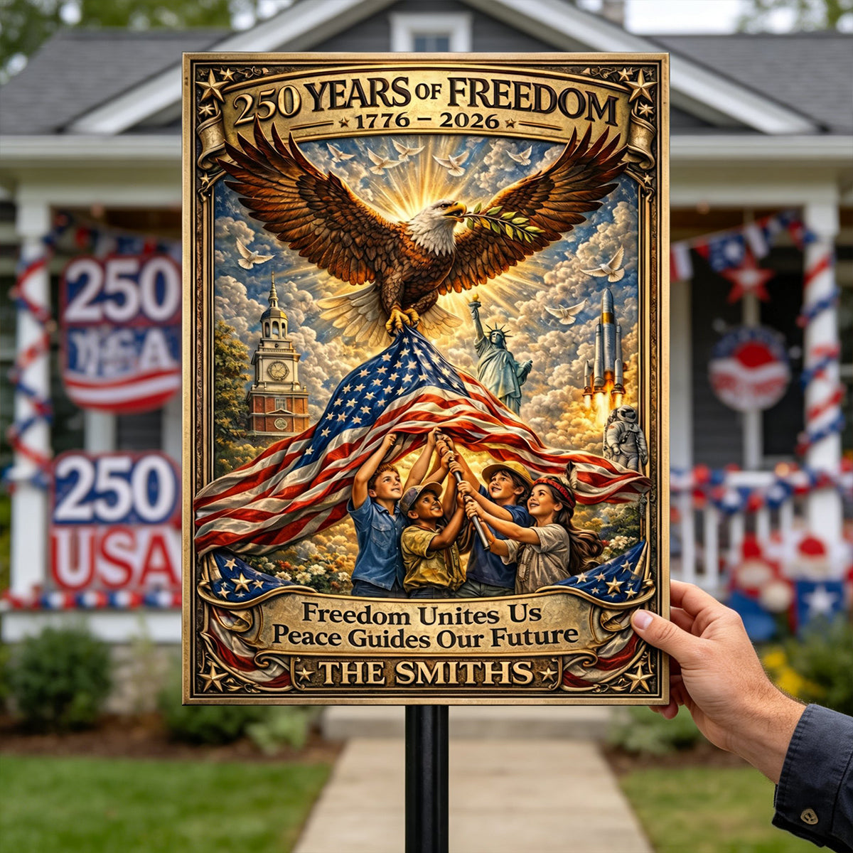 America 250th Anniversary Metal Sign - Personalized Gifts For Patriots 02tytn110326 - Metal Signs - GoDuckee